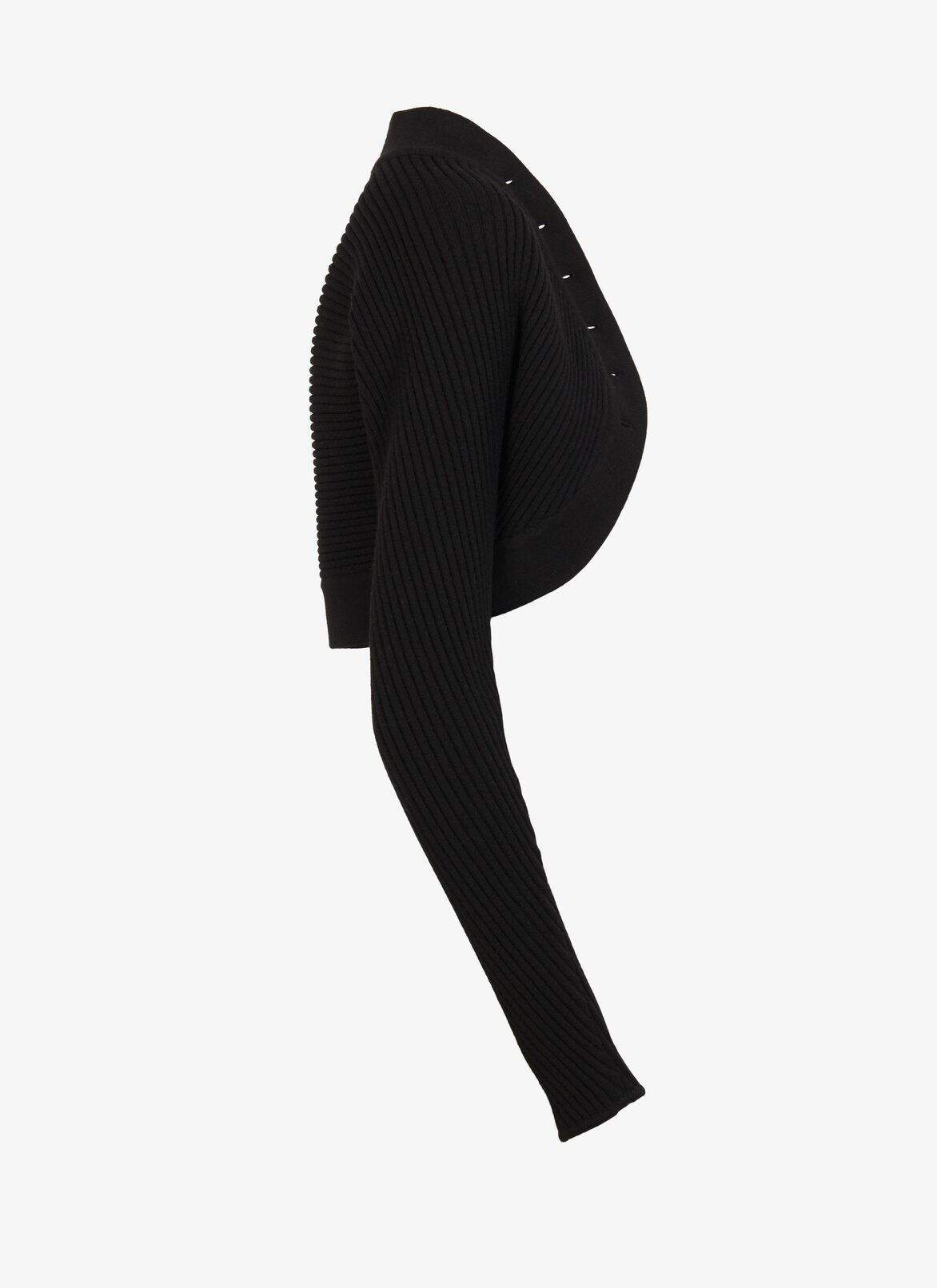 Wool-Blend Ribbed Bolero Jacket ALAÏA BLACK WOOL-BLEND RIBBED BOLERO JACKET